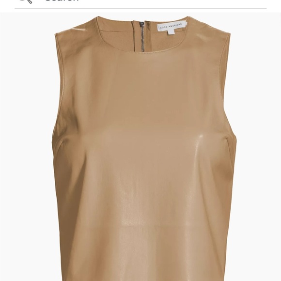 NWT Good American Vegan Leather Tan Top - Picture 2 of 8